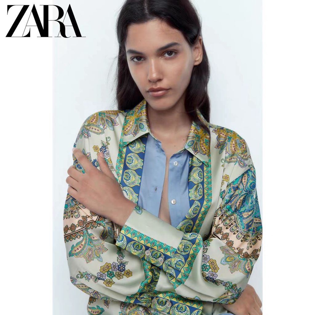 Áo Sơ Mi Hiệu ZARA In Họa Tiết Cá Tính Cho Nữ