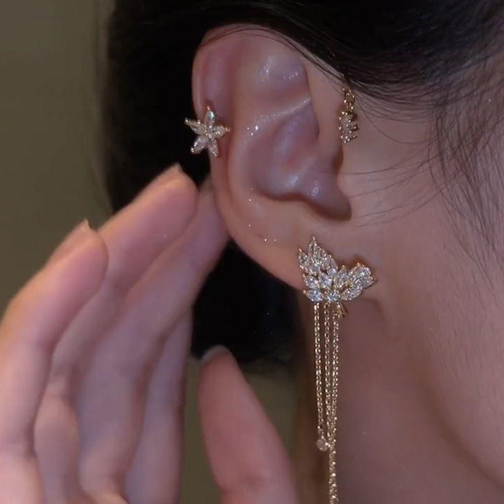 Khuyên Kẹp Vành Tai Tua Rua Kiểu Vintage Sang Trọng Cho Bạn Gái