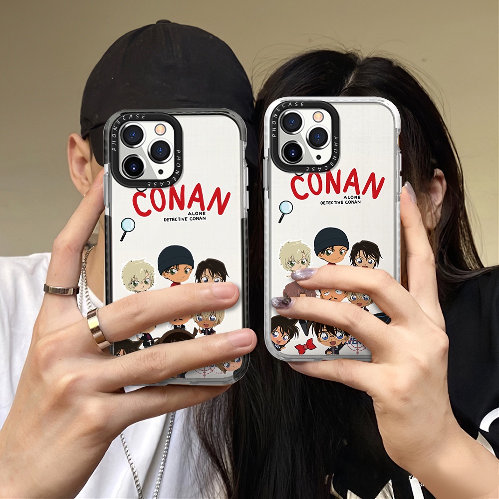 Cartoon Detective Conan Design Phone Case Compatible For iPhone 14 Pro Max 13 12 Mini 11 XR X XS 7 8 Plus Thicken Shockproof Frame Soft Silicone Clear Cover