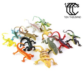 ☼12Pcs Mini Simulation Lizard Gecko Animal Model Magic Trick Kids Education Toy