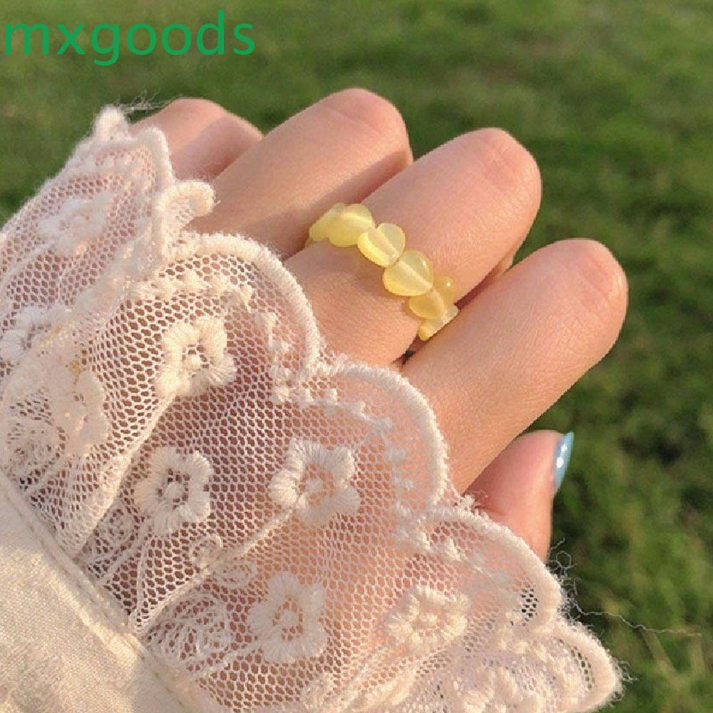 Nhẫn Hình Trái Tim Đính Đá Opal Nhiều Màu Thời Trang Hàn Quốc Cổ Điển Cho Nữ