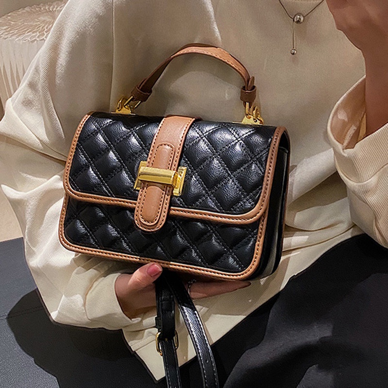 Túi Đeo Vai Hình Vuông Cỡ Nhỏ In Họa Tiết Hình Thoi Thời Trang Cho Nữ