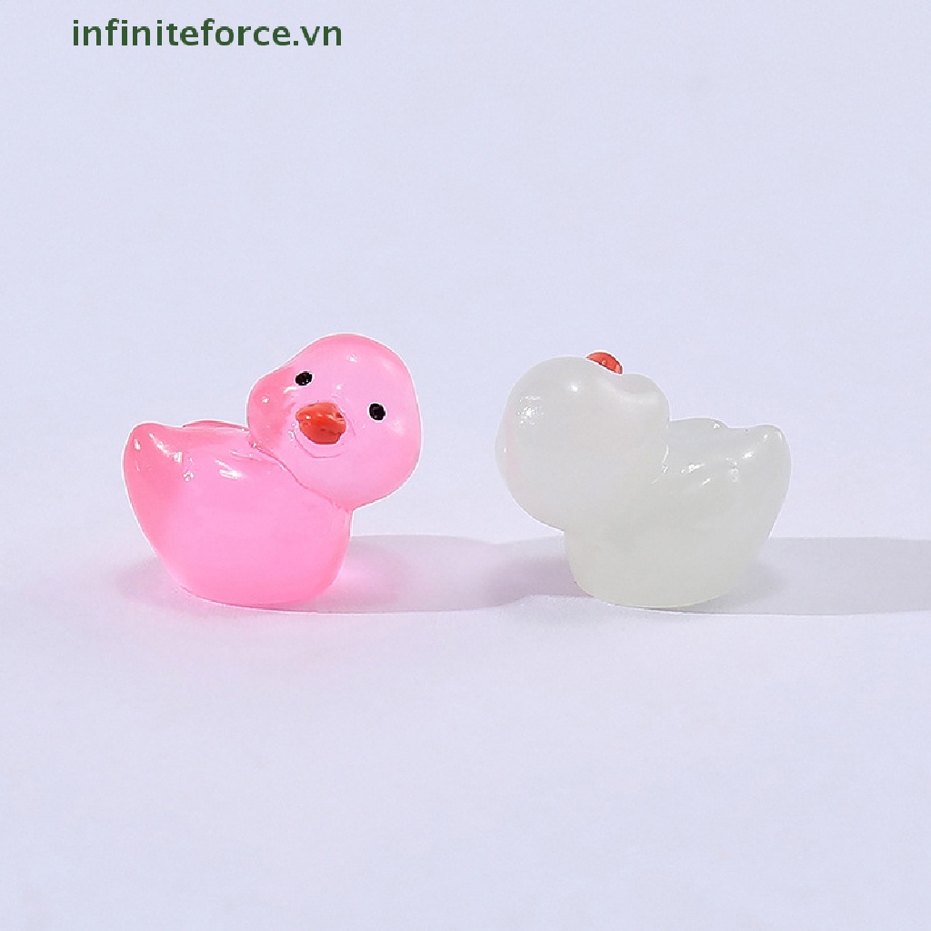 Set 1 / 10 Vịt Đồ Chơi Bằng Nhựa Phát Sáng Trong Bóng Tối Trang Trí Nhà Búp Bê / Sân Vườn DIY