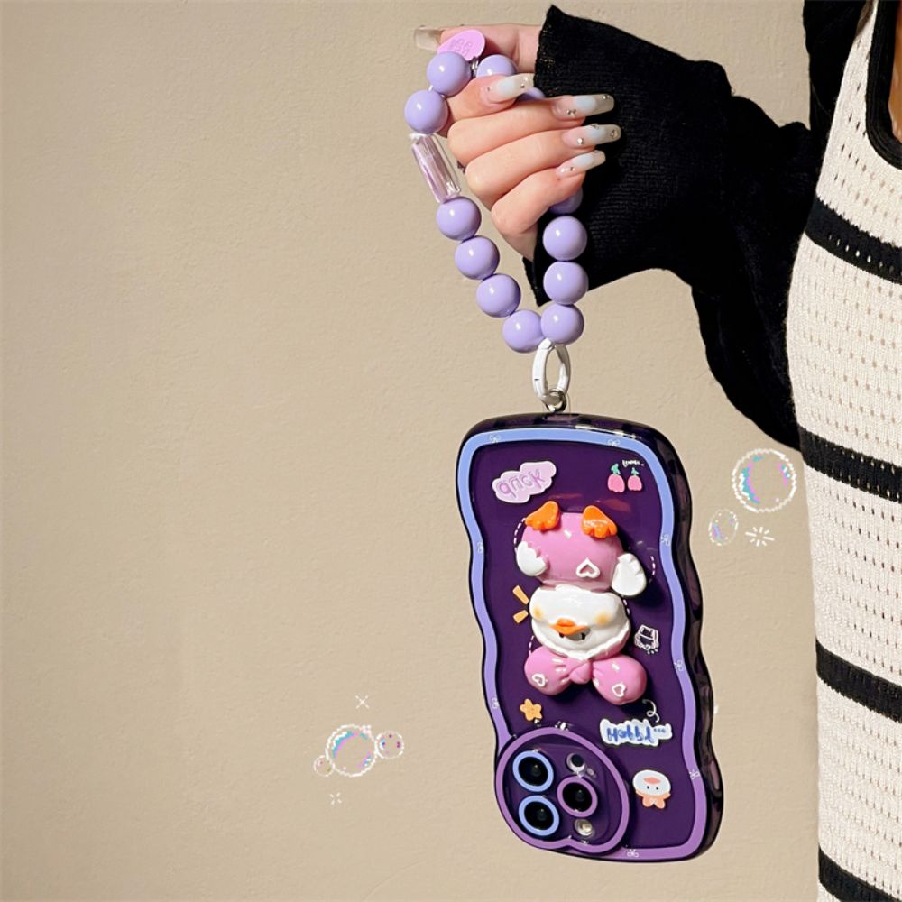 Ốp Điện Thoại TPU Mềm Chống Sốc Có Vòng Tay Vịt Hoạt Hình 3D Cho IPhone 11 12 13 14 Pro Max 14 Plus