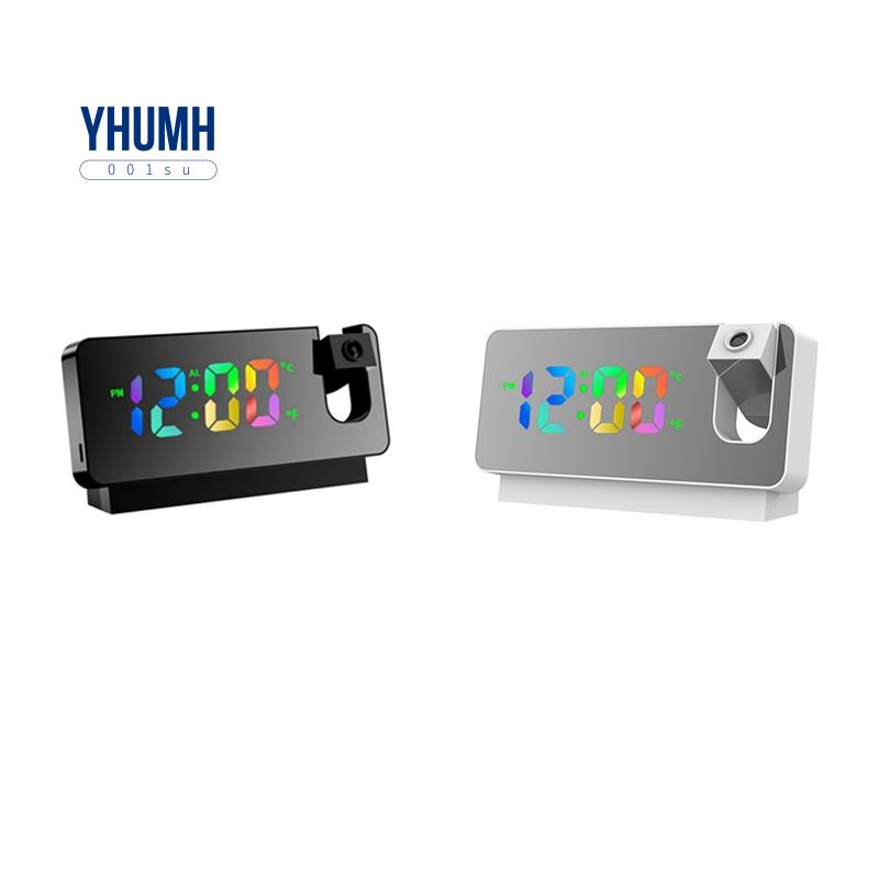 Đồng Hồ Báo Thức Kỹ Thuật Số Với Đèn LED Chiếu 180 Độ° Đồng Hồ Báo Thức Điện Tử Dạng Xoay Không Gây Tiếng Ồn Màu Đen Cho Phòng Ngủ