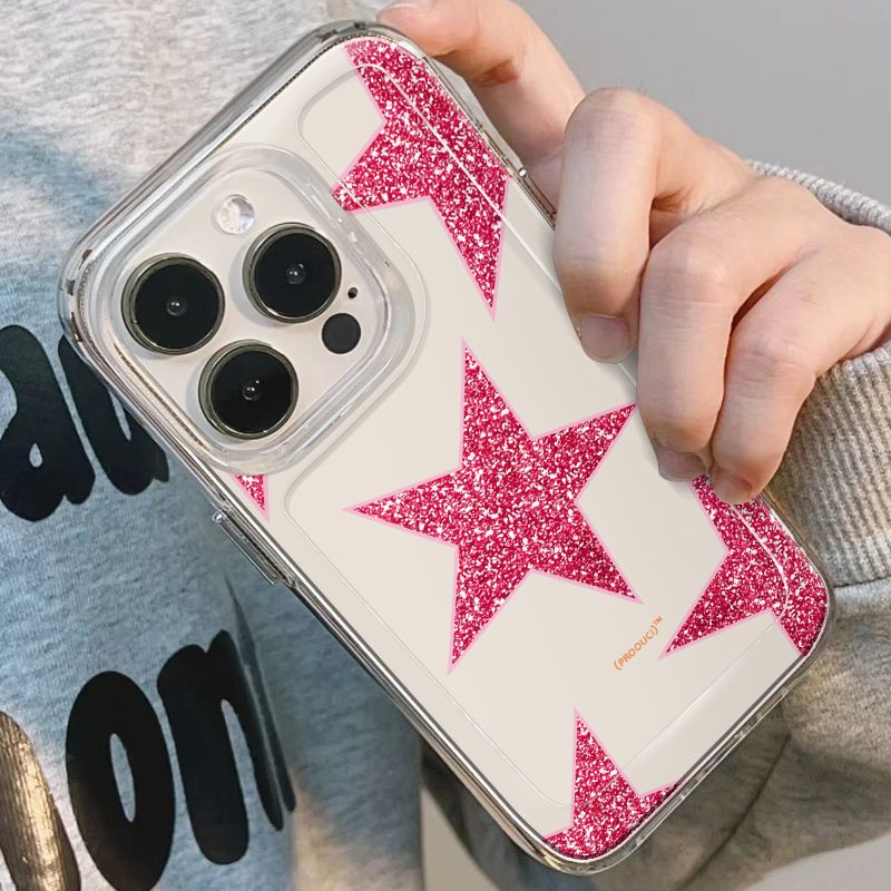 ✅Ốp Điện Thoại Mềm Trong Suốt Chống Sốc Hình Ngôi Sao Đỏ Cho iPhone 14 / 13promax 12 / 11 xr / xs 7 / 8plus
