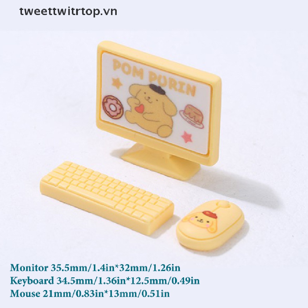 Bộ Bàn Phím + Chuột + Màn Hình TRTOP Mini Trang Trí Nhà Búp Bê