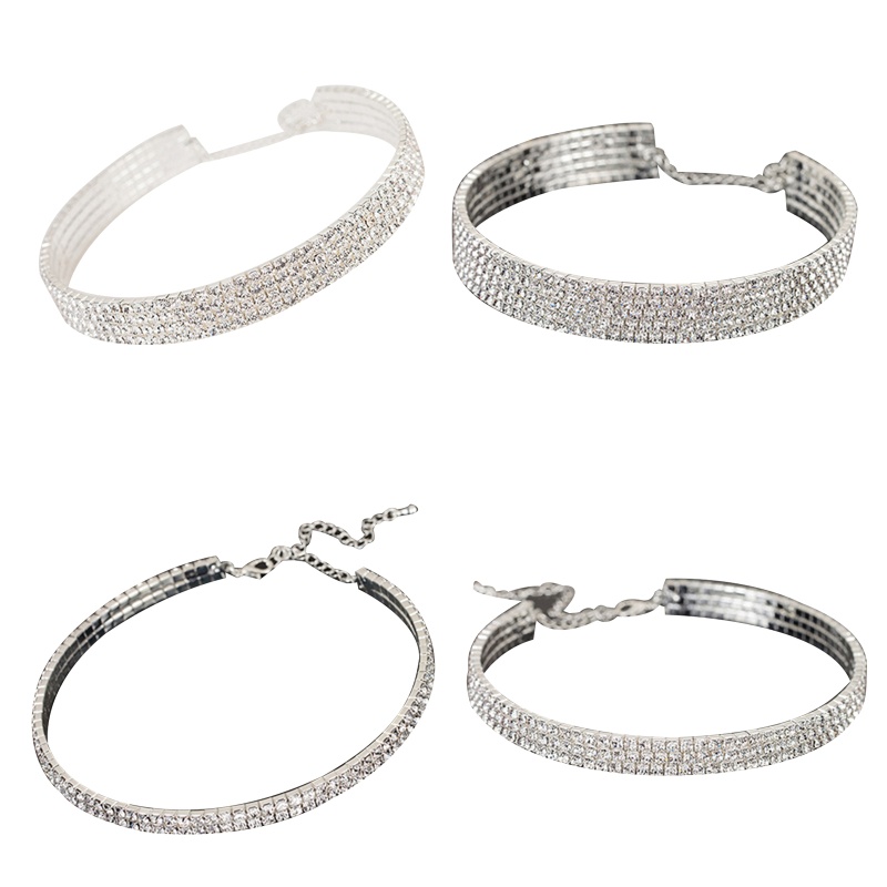 Vòng Cổ Choker Đính Đá Kim Cương Giả Nhiều Lớp Thời Trang 2-5 Hàng