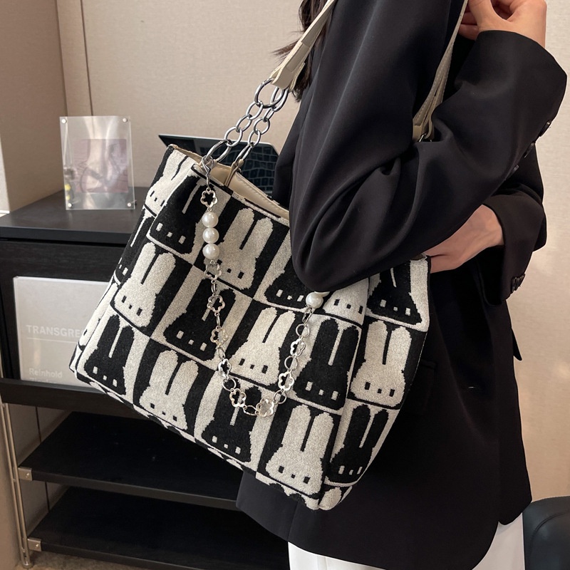 Túi Xách Đeo Vai Sức Chứa Lớn Đính Ngọc Trai Đơn Giản Thời Trang Xuân Hè Cho Nữ