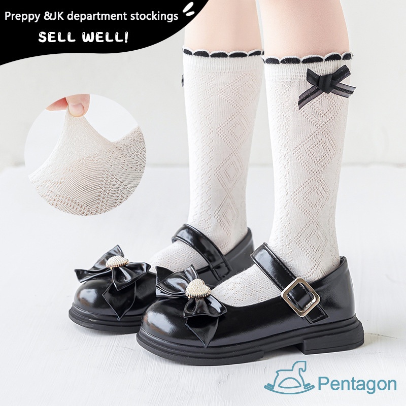 Vớ Ren Dài Thoáng Khí Thoải Mái Đính Nơ Phong Cách Nhật Bản Cho Bé Gái