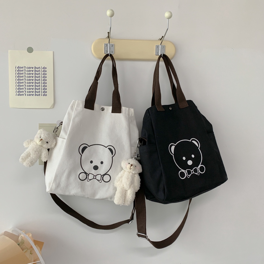 Túi Vải canvas Đeo Vai Sức Chứa Lớn In Họa Tiết Thời Trang Cho Học Sinh Tiểu Học