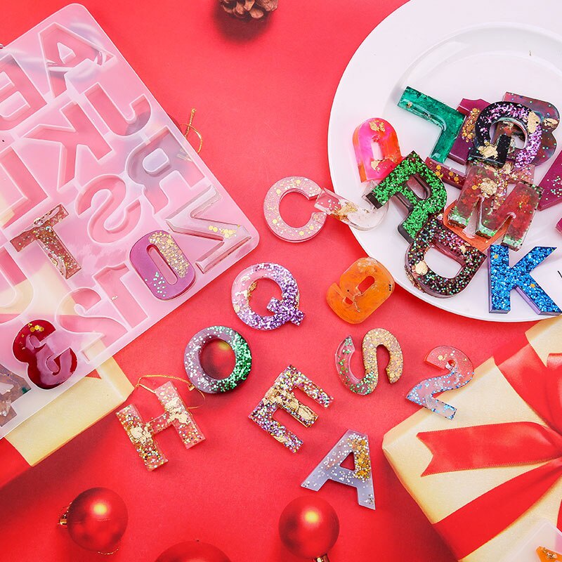 Bộ Khuôn Silicone Làm Móc Khóa / Đồ Trang Sức Hình Chữ Cái DIY