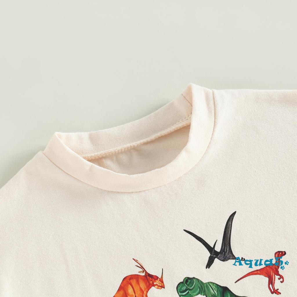 Áo Liền Quần Ngắn Tay In Hình Khủng Long Đáng Yêu Cho Bé