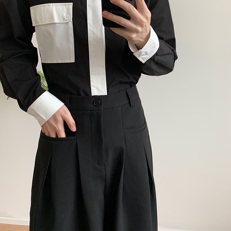 Quần Dài Ống Rộng Dáng Suông Màu Đen Thời Trang Xuân Thu Cho Nam