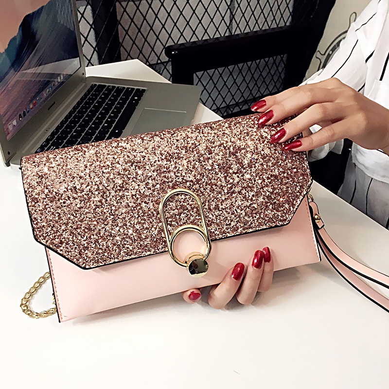 Ví Cầm Tay Clutch Nữ Kim Tuyến Dự Tiệc Sang Trọng Quyến Rũ Kết Hợp Túi Đeo Chéo Thời Trang Hàn Quốc Xinh Xắn Bền Đẹp