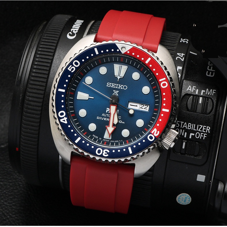 Dây Cao Su Fluorubber 20mm 22mm 24mm Màu Đen Cam Chống Thấm Nước Tháo Gỡ Nhanh Cho Đồng Hồ SEIKO Omga