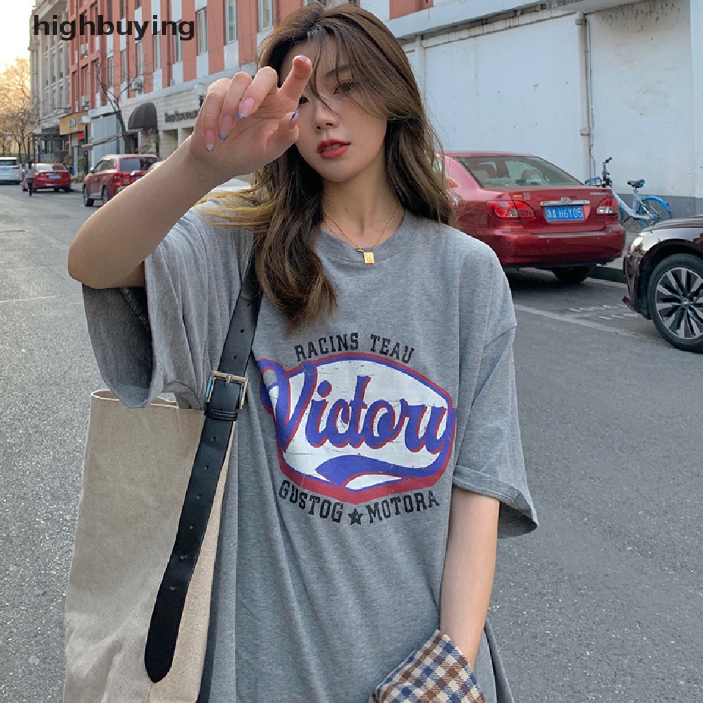 Áo Thun Nữ Tay Ngắn In Chữ Phong Cách Retro