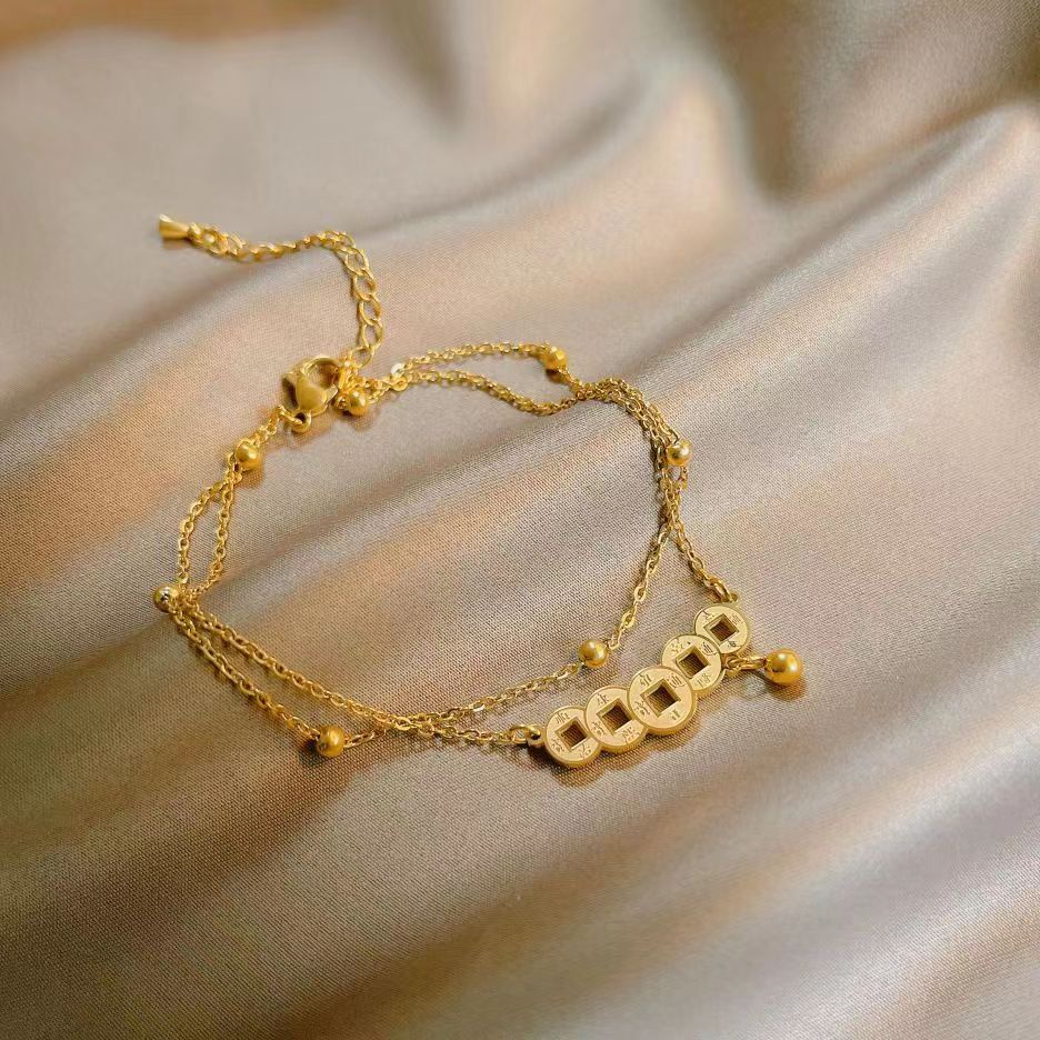 Lắc Chân Bằng Thép Titan Không Phai Màu Phong Cách Dân Tộc Thời Trang