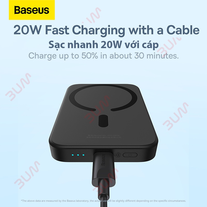 Pin Sạc Dự Phòng Không Dây Từ Tính Baseus Magnetic Sạc Dây 20W Không Dây 15w Cho Iphone 12 13 14 - 3uMobile