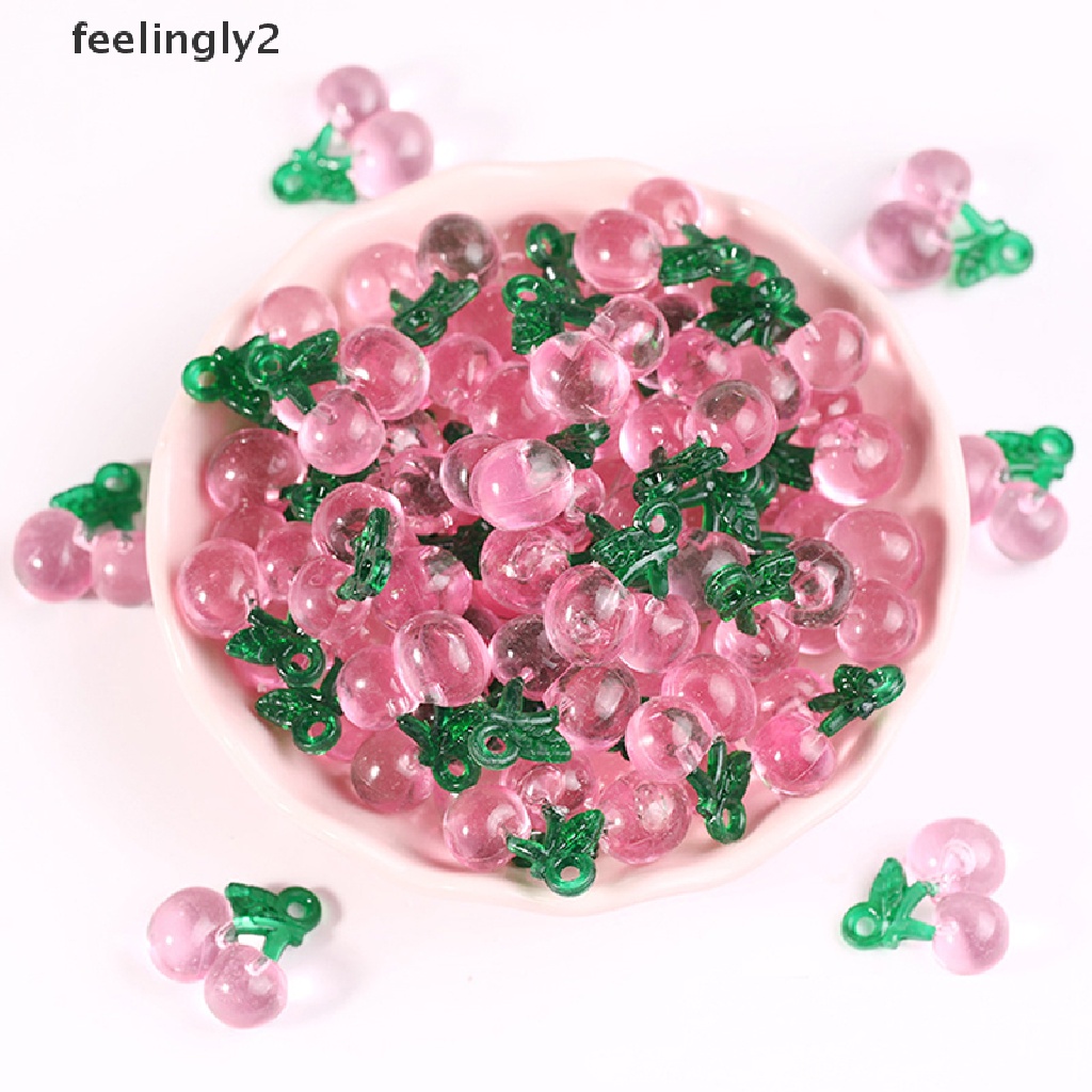 Bộ 10 Quả Cherry 3D Mini Bằng Nhựa Dùng Trang Trí Sổ Tay DIY