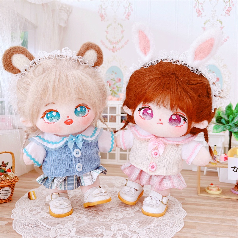 Bộ Đồng Phục Gồm Áo Cotton Dệt Kim + Chân Váy Xinh Xắn Cho Bé Gái 20cm