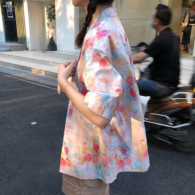 Áo Sơ Mi Voan Tay Lửng In Họa Tiết Hoa Thời Trang Dành Cho Nam Nữ