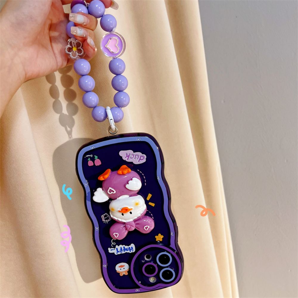 Ốp Điện Thoại TPU Mềm Chống Sốc Có Vòng Tay Vịt Hoạt Hình 3D Cho IPhone 11 12 13 14 Pro Max 14 Plus