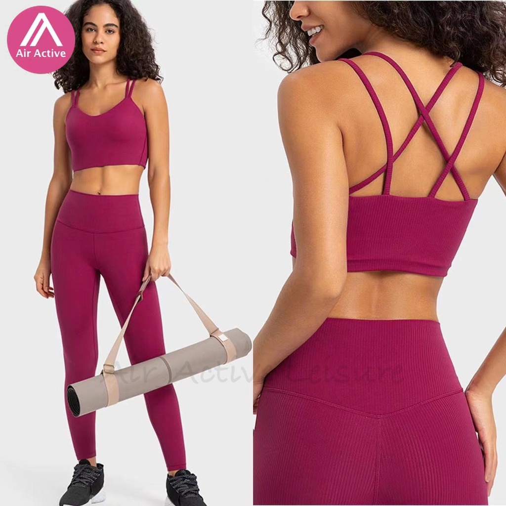 Set đồ thể thao 2 món AIRACTIVE LEISURE kiểu gân đan chéo lưng thời trang tập gym/ yoga