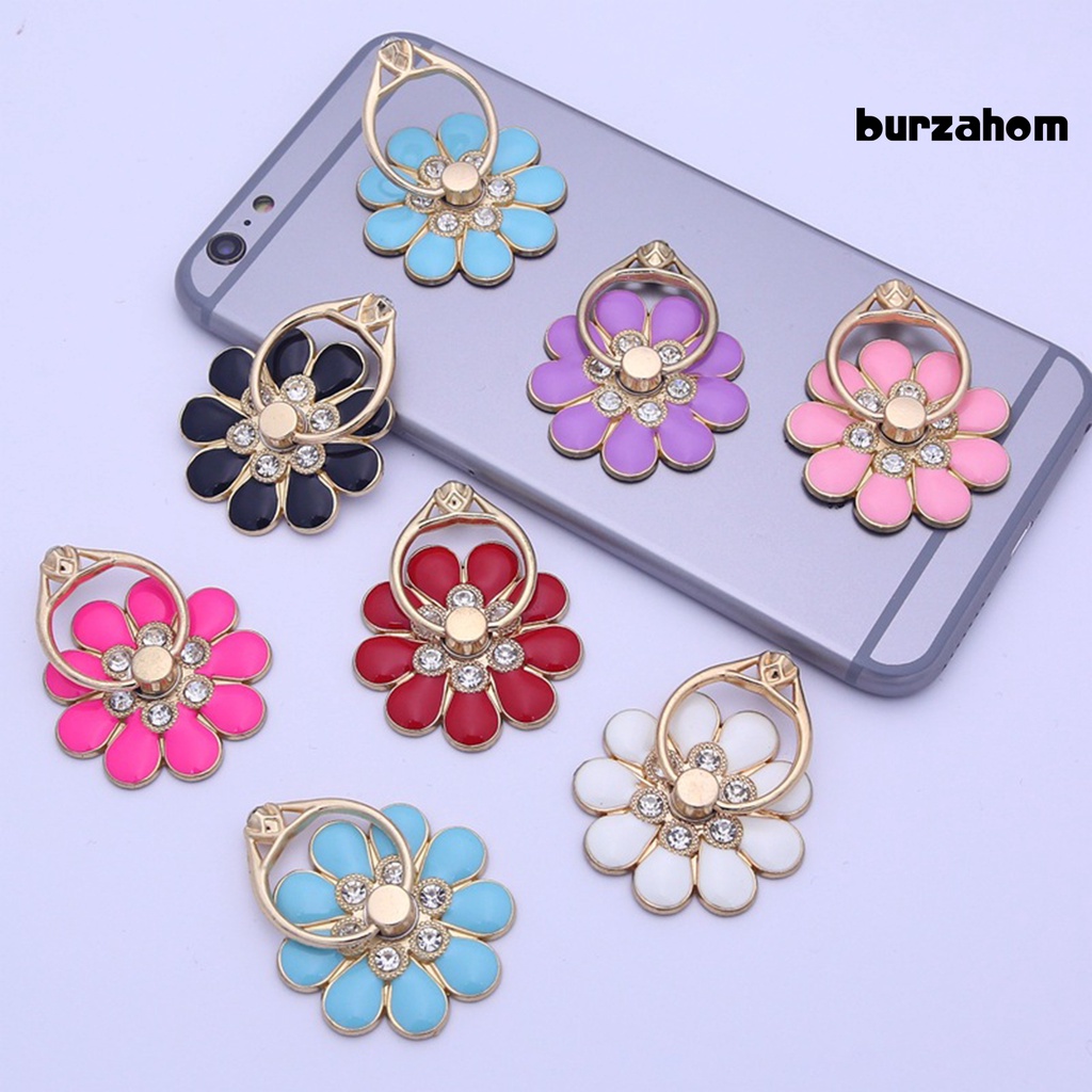 Giá Đỡ Điện Thoại / Máy Tính Bảng Bằng Kim Loại Hình Hoa Đính Đá Xoay 360 Độ Thông Dụng