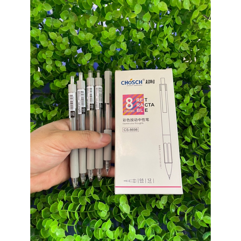 Bút Bấm Tím Xanh Đỏ Đen - Bút Gel Bấm Chosch CS-8698 DCHT