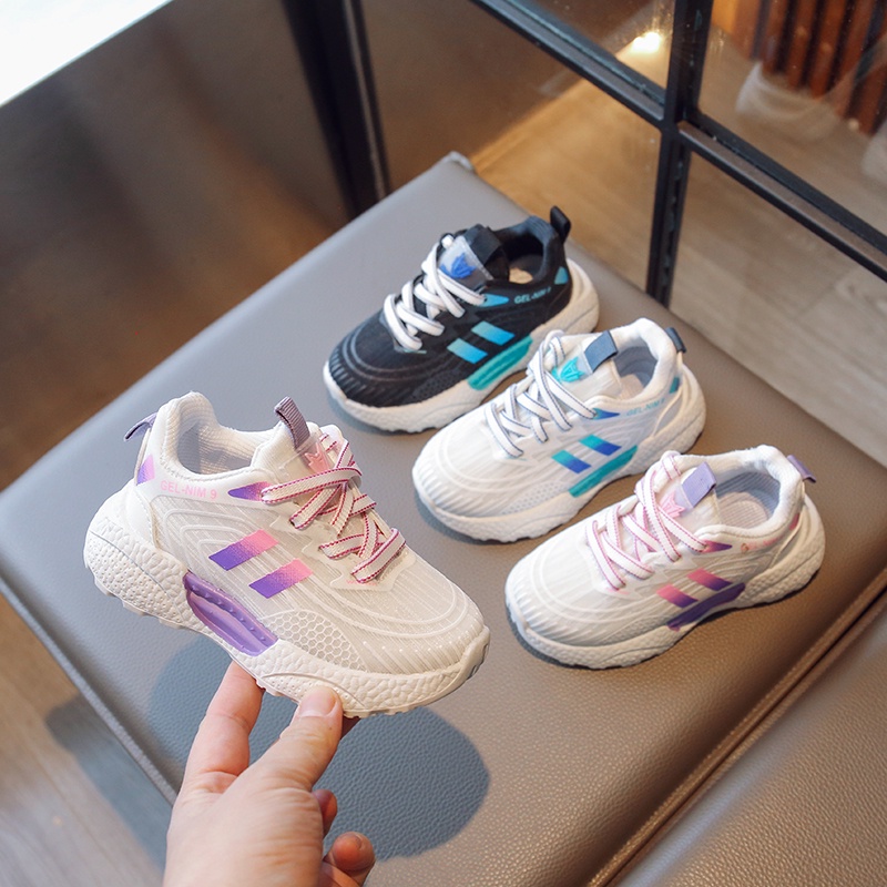 Giày Sneaker Phối Lưới Thoáng Khí Chống Trượt Thời Trang Xuân Thu 2023 Cho Bé