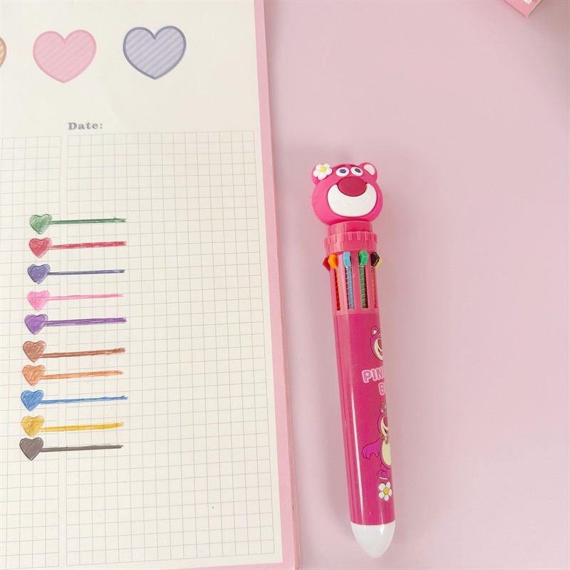 Bút Bi Nhiều Màu Sắc Họa Tiết Gấu Dâu Tây Dễ Thương Cho Nữ