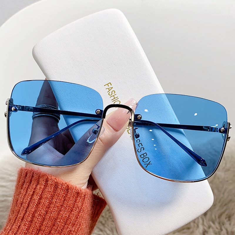 Kính Mát Nửa Gọng Kim Loại Phong Cách Retro Thời Trang Cho Nữ