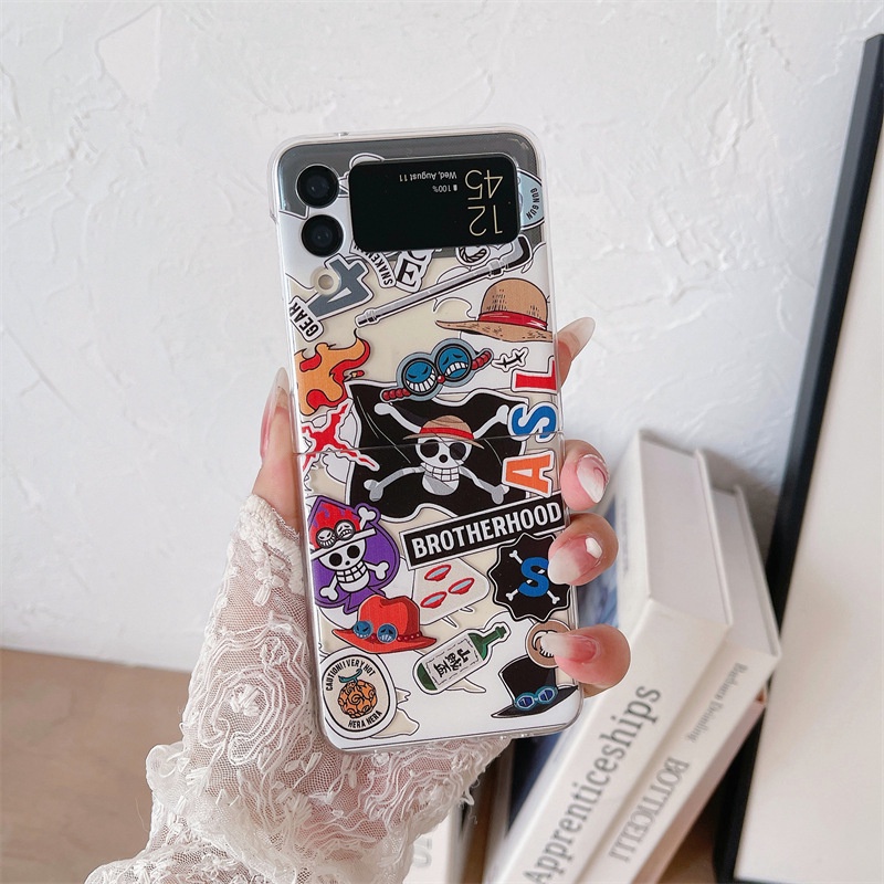 Ốp Điện Thoại PC Cứng Nắp Gập In Hình Anime One Piece Cho Samsung Galaxy Z Flip 3 Z Flip 4 W23 ZFlip3 ZFlip4