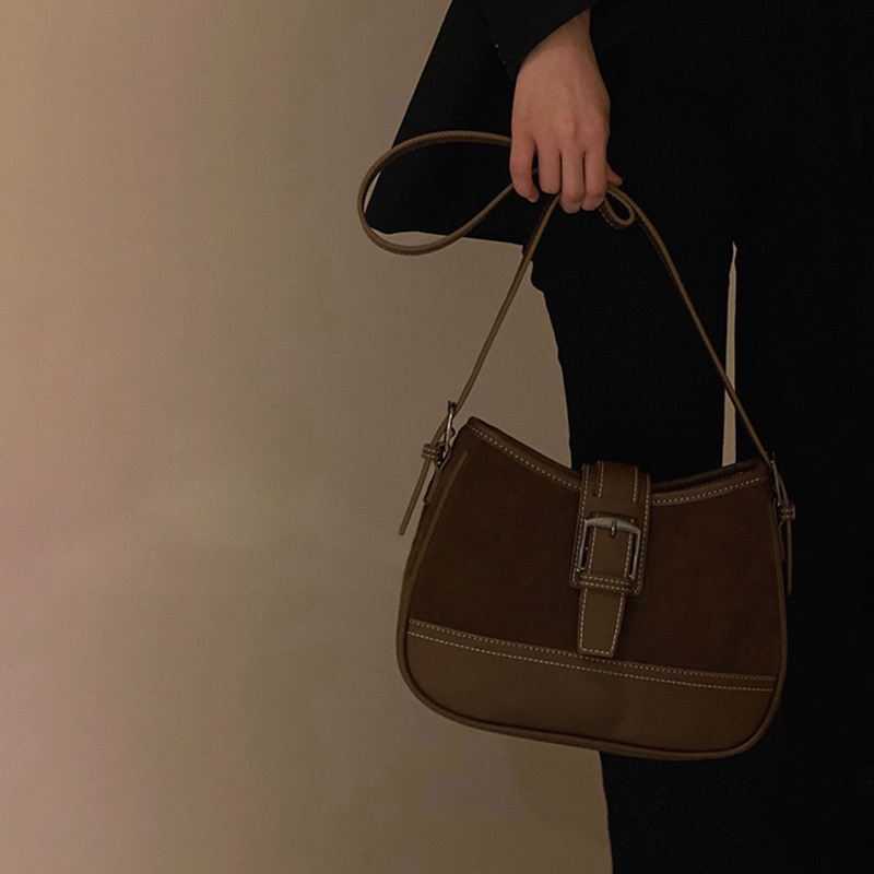 Túi Đeo Vai Màu Cà Phê Phong Cách Pháp Thời Trang Sang Trọng Cho Nữ