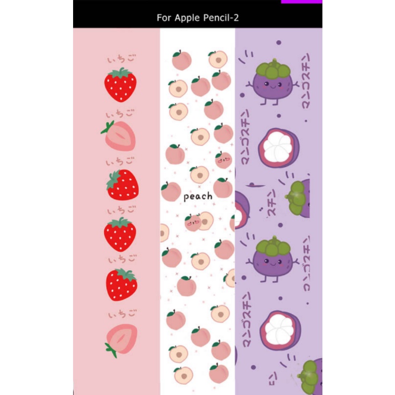 Bộ 3 Miếng Dán Hoạt Hình Chống Trầy Kèm 1 Ngòi Thay Thế Cho Bút Cảm Ứng Ipad Pencil 2 Ốp