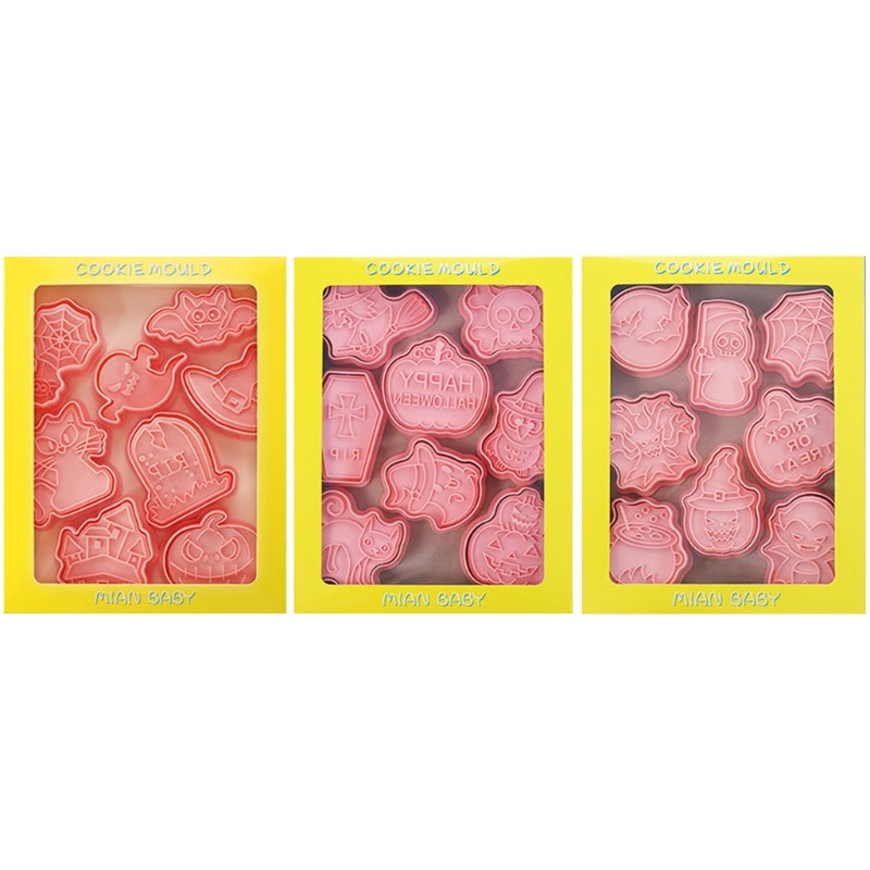 Set 24 Khuôn Làm Bánh Quy Bằng Nhựa PP Kiểu Dáng Hoạt Hình Phong Cách Halloween
