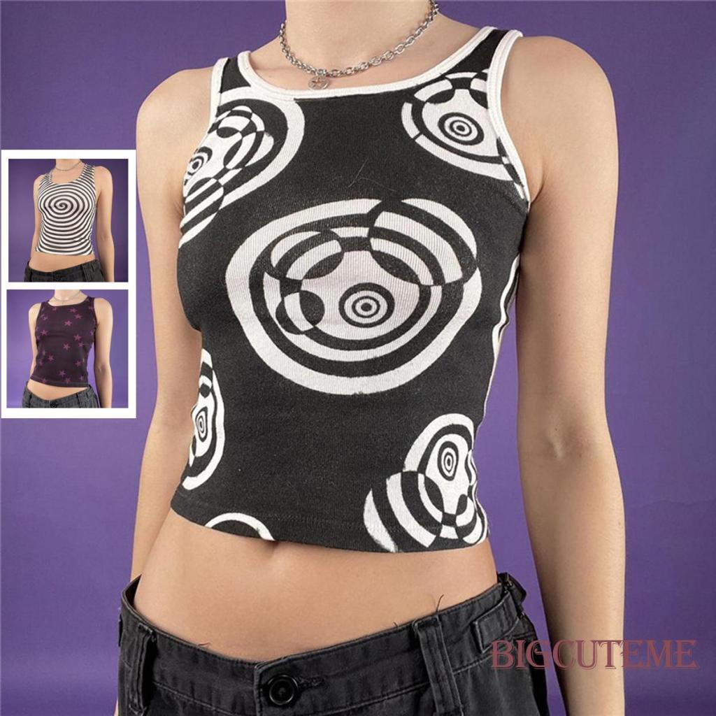 [] - Áo Tank Top Không Tay Dạng Xoắn / Bóng / Ngôi Sao Vừa Vặn Mùa Hè Cho Nữ