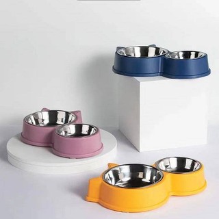 Dog Basin Dog/Cat Bowl Double Bowl Automatic Drinking Water Food Basin Dog Bowl Cat Water Bowl Anti-Tumble Rice Basin Pet Supplies Pt4L