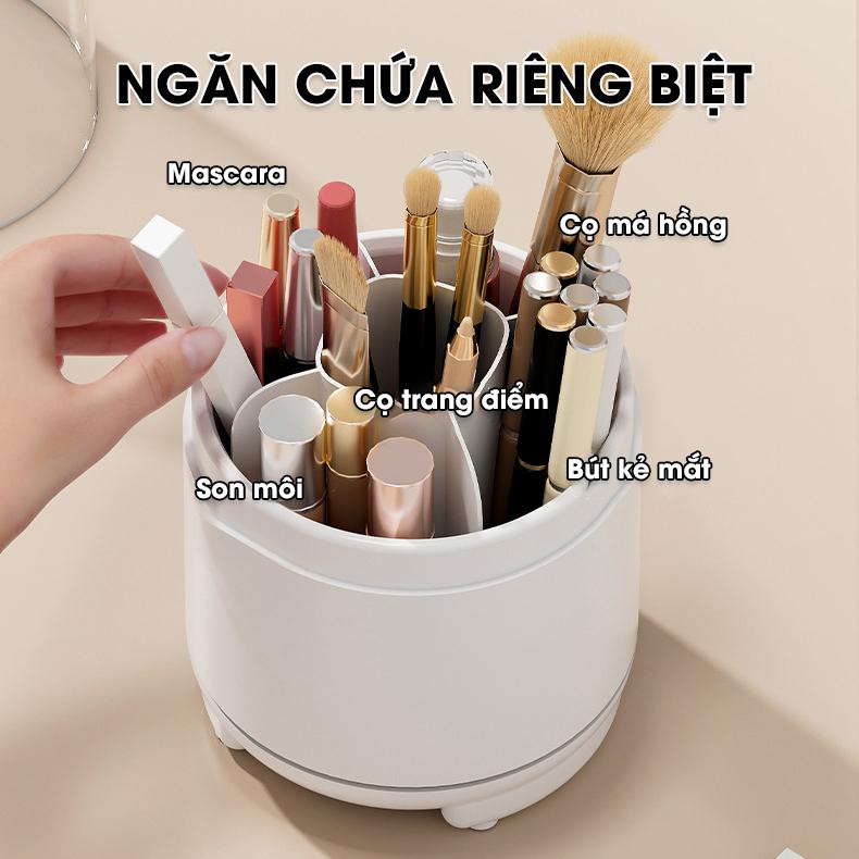 Hộp đựng cọ trang điểm, kẻ mắt son môi xoay 360 độ W2088
