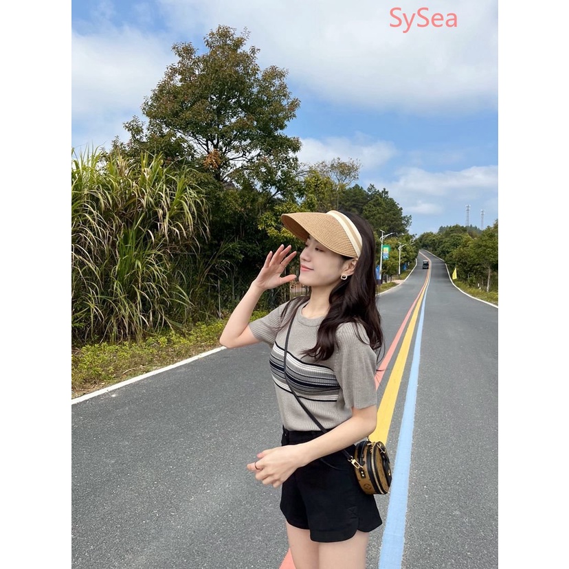 Áo Sơ Mi Ngắn Tay Kẻ Sọc Thời Trang Mùa Hè Hàn Quốc Cho Nữ
