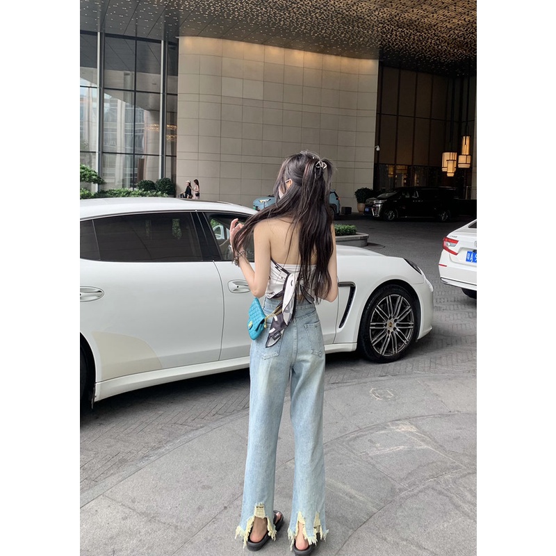 Quần jeans Nữ Lưng Cao Ống Rộng Thời Trang Hàn Quốc