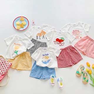 Bộ Đồ Cotton Ngắn Tay Thời Trang Hàn Quốc Dành Cho Bé