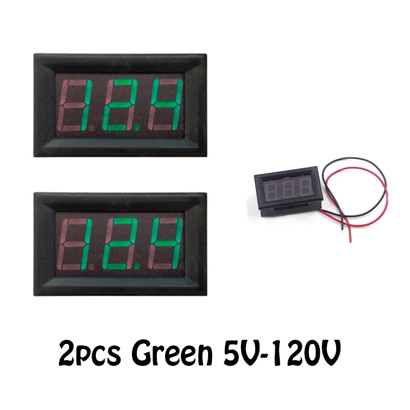 2 Vôn Kế Điện Tử diy 0.56 inch 2 Dây Đo Điện Áp Và Dòng Điện dc 5-120v Cho Xe Hơi