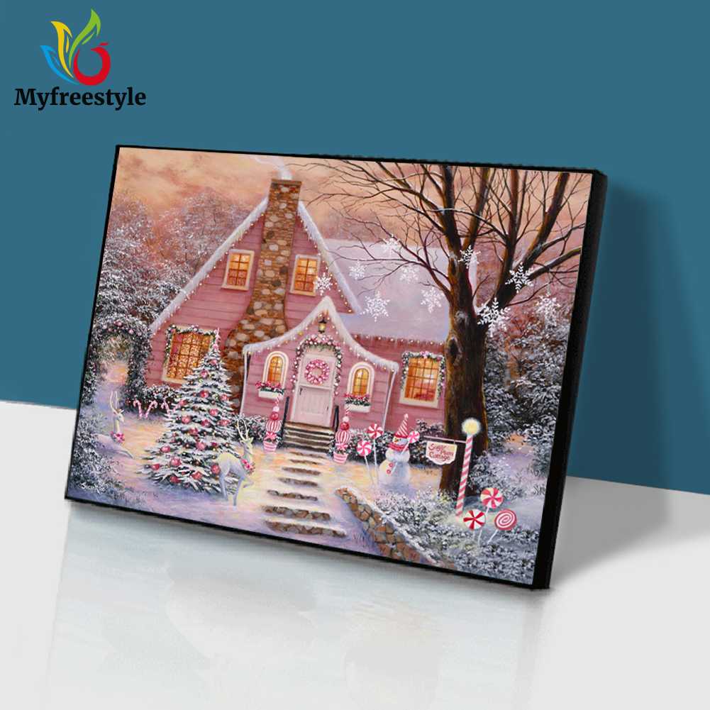 40*30cm Tranh Đính Đá Kim Cương Toàn Bộ Họa Tiết Giáng Sinh Diy