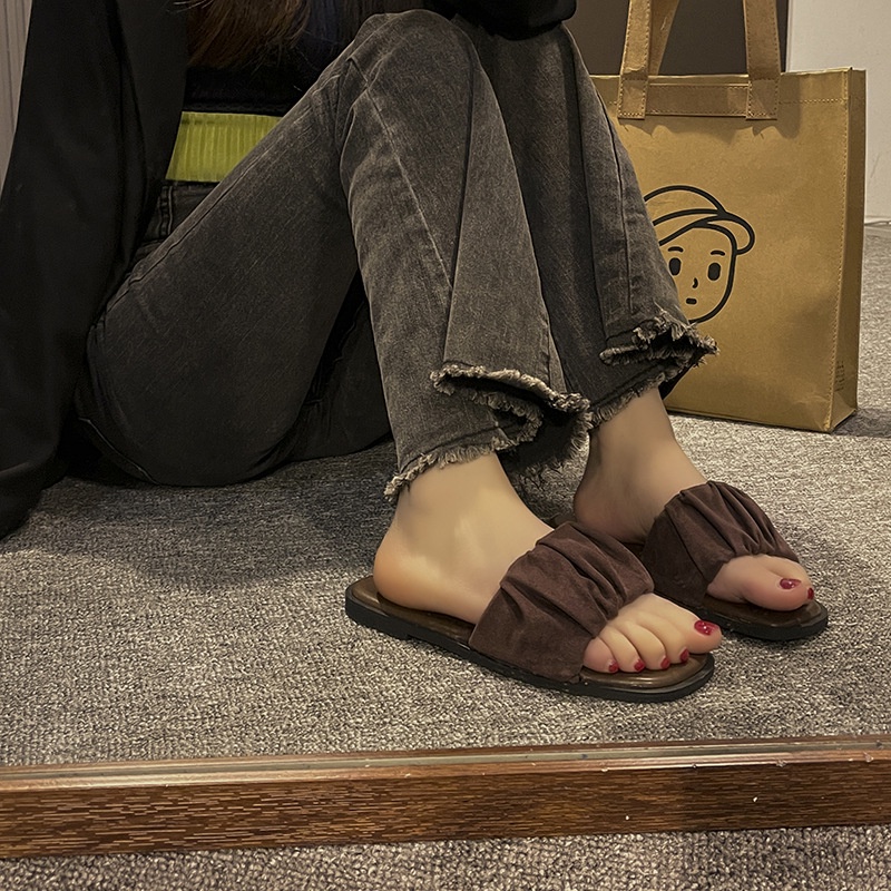 Dép Sandal Xếp Ly Mũi Vuông Phong Cách Pháp Thời Trang Mùa Hè Cho Nữ Crush151