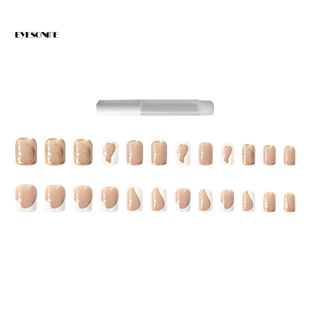 1 Bộ Móng Tay Giả Che Phủ Toàn Diện Không Phai Màu Kèm Keo Dính Đơn Giản Cho Salon