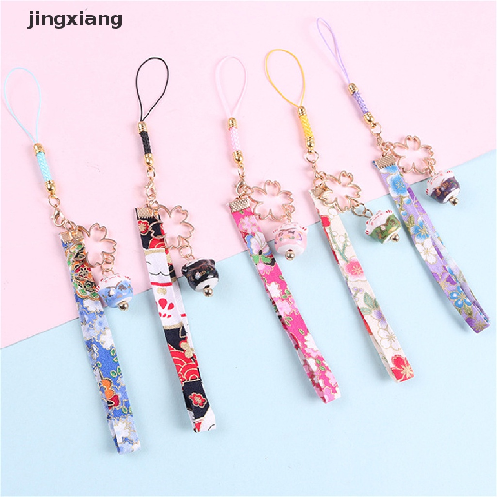 Móc Khóa Hình Mèo May Mắn Bằng Gốm Sứ Dễ Thương Phụ Kiện Điện Thoại Di Động Cho Nữ [VN]