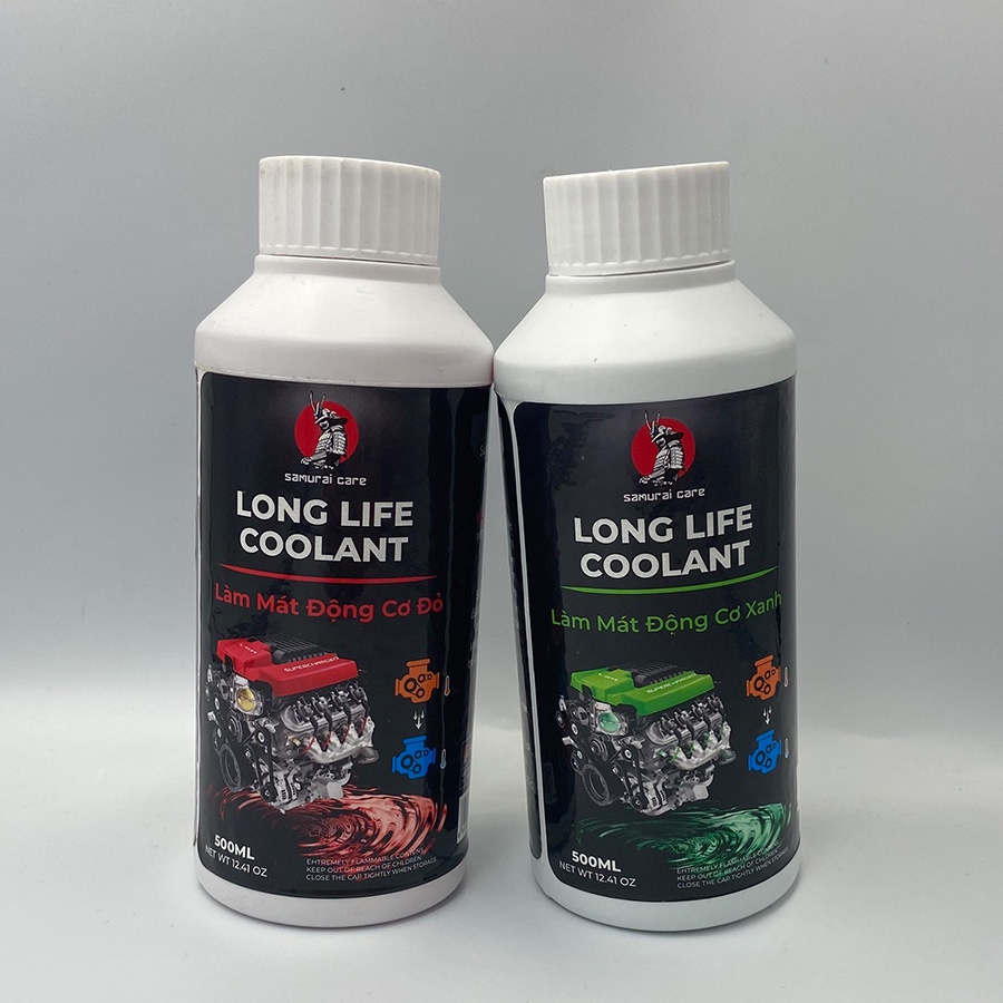 Nước Làm Mát Động Cơ Ô Tô SAMURAI CARE, màu đỏ và màu xanh 500ml