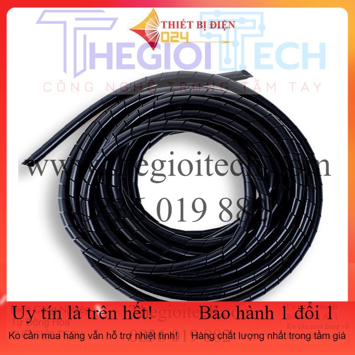 Dây Xoắn nhựa, Ruột Gà Đen - Trắng bảo vệ dây điện,1 mét - Trắng - 8mm